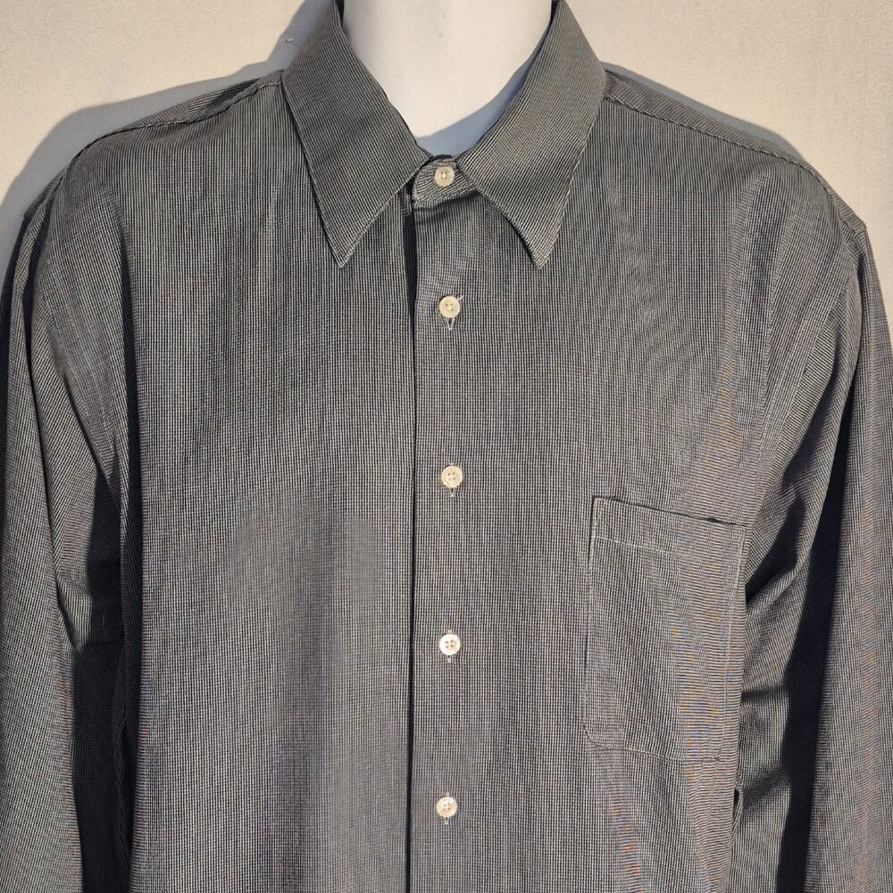 Geoffrey Beene dress shirt, grey/white micro checks, wrinkle free, 17/36-37